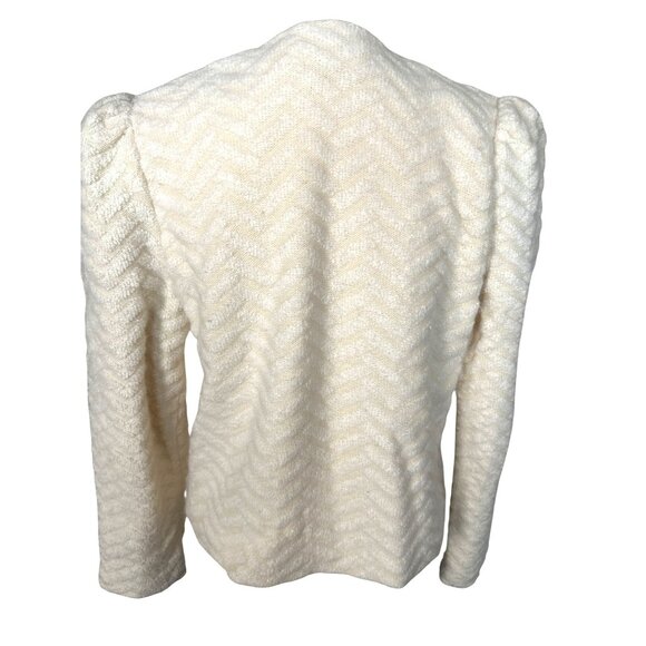 Formal Cocktail Wool Blend Sweater Jacket Medium Warm Burnout Texture Cream Y2k - Picture 4 of 9